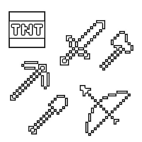 minecraft weapons coloring pages