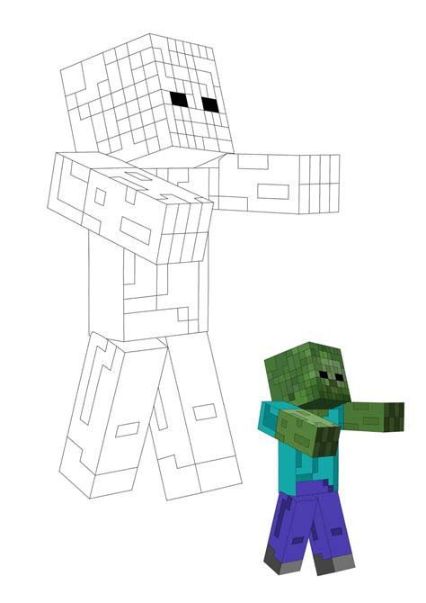 minecraft zombie coloring pages