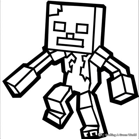 minecraft zombie coloring pages