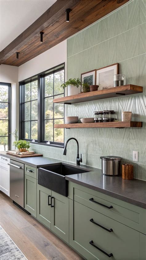 modern green backsplash