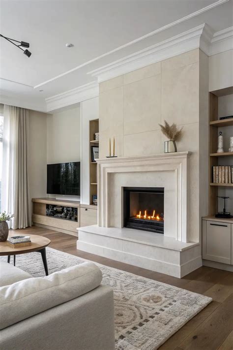 modern plaster fireplace