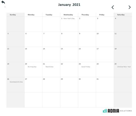 Monthly Calendar Excel Template