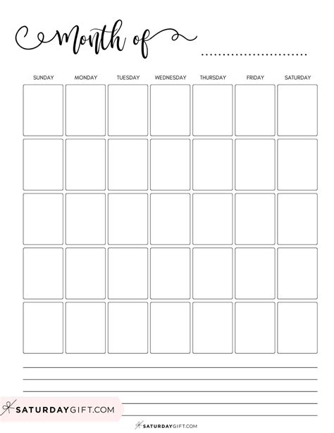 Monthly Calender Template