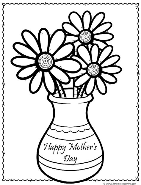 mother's day flowers coloring pages
