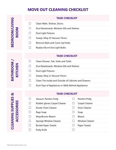move in cleaning checklist