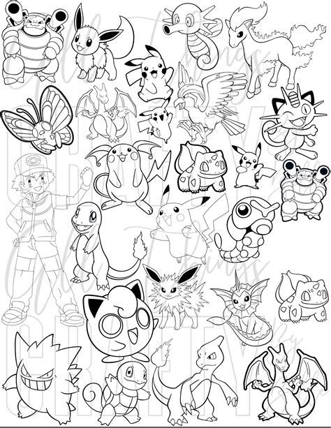 multiple pokemon coloring pages