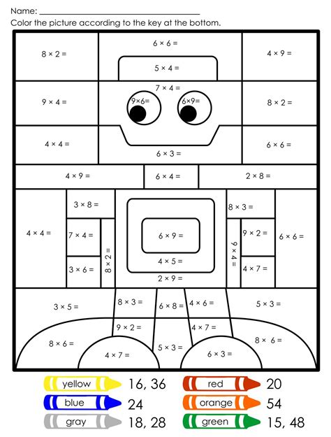 multiplication coloring worksheets