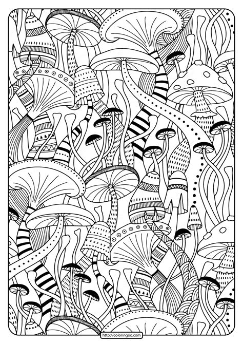 mushroom adult coloring