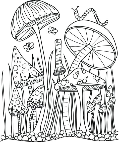mushroom coloring book for adults