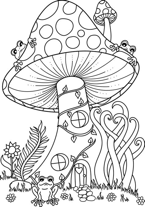 mushroom coloring page for adults