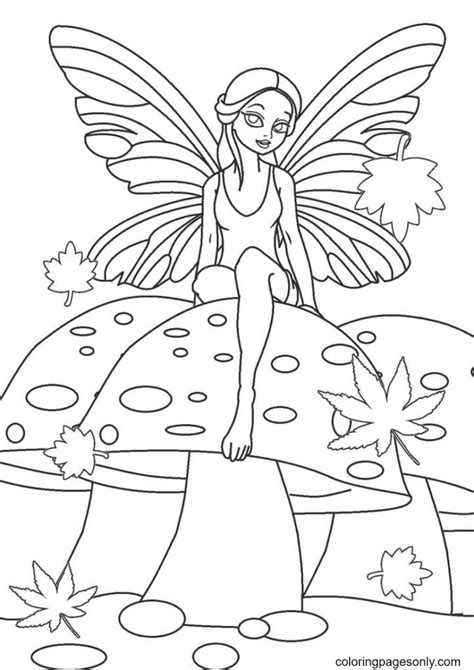 mushroom fairy coloring pages