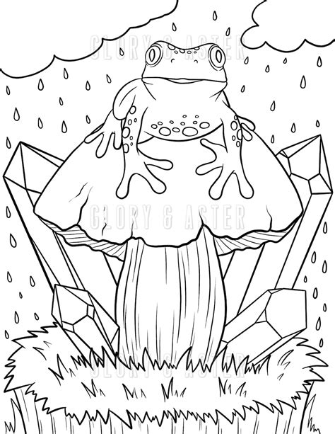 mushroom frog coloring page