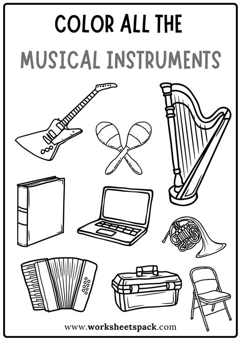 musical instruments coloring pages pdf