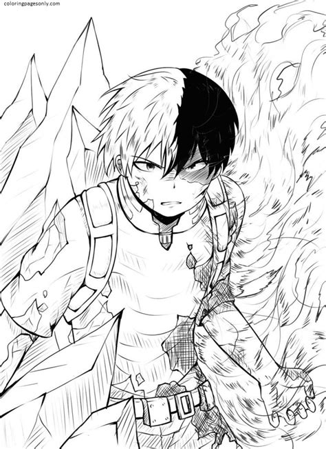 my hero academia coloring pages todoroki