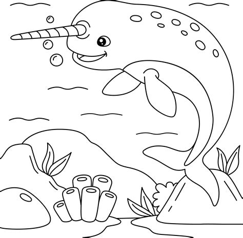 narwhal colouring pages