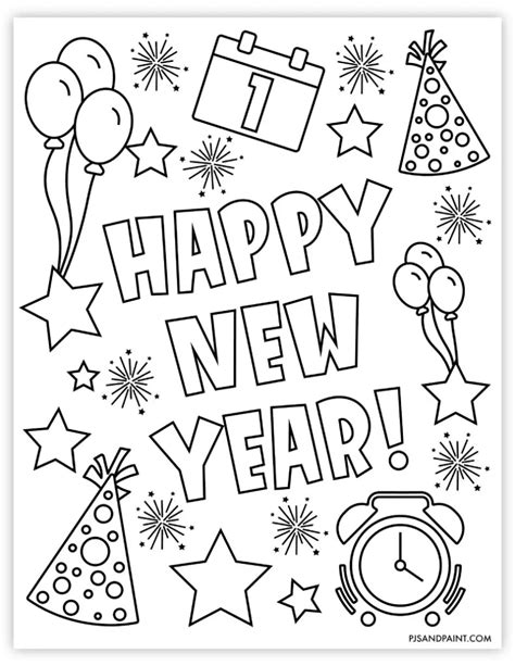 new years colouring pages
