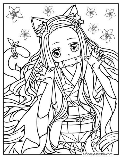 nezuko coloring pages cute