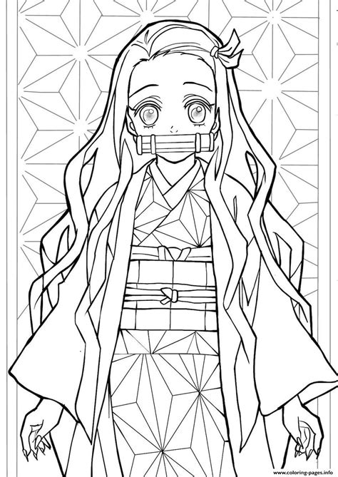 nezuko coloring pages printable