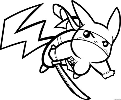 ninja pikachu coloring pages