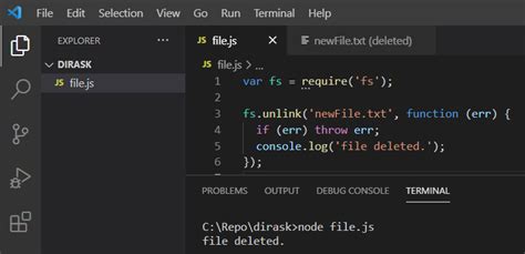 nodejs remove file