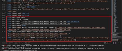 npm ERR Error EPERM operation not permitted rename