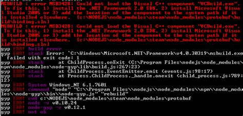npm install error - MSB3428 Could not load the Visual C component VCBuildexe