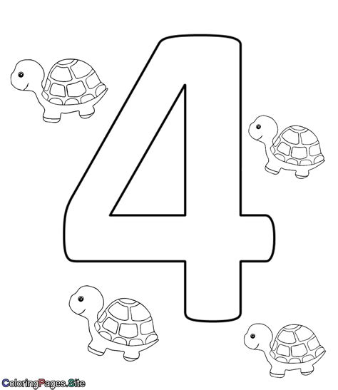 number 4 coloring page
