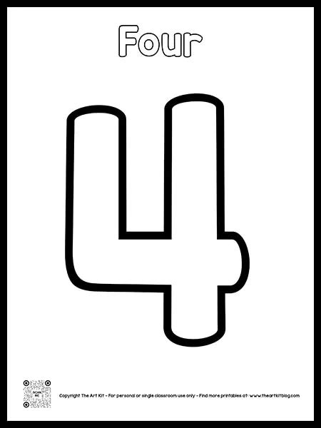 number 4 coloring page