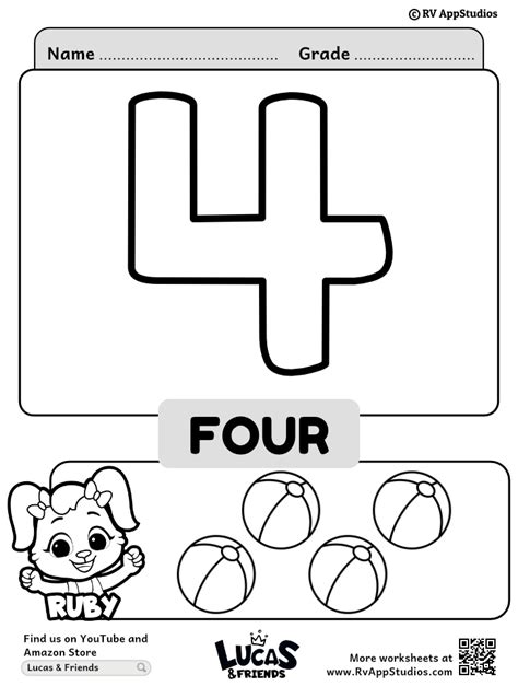number 4 coloring pages