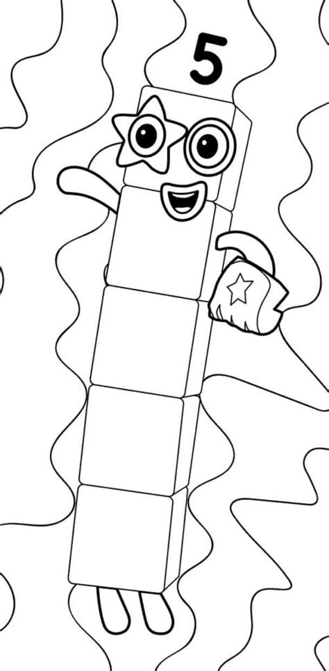numberblocks 5 coloring pages