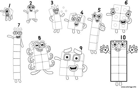 numberblocks coloring pages 1-10