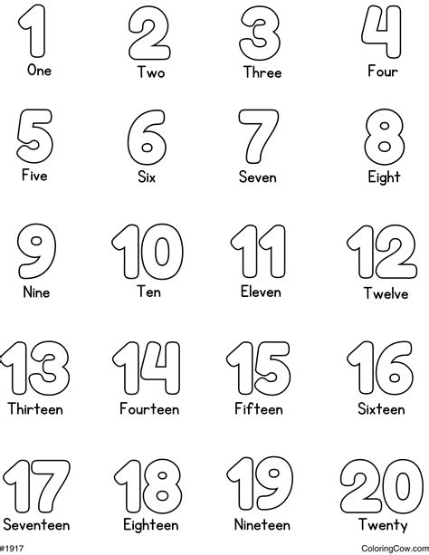 numbers 1 to 20 coloring pages