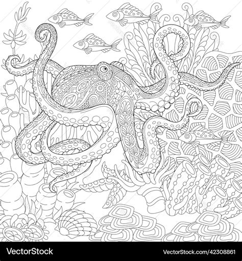 octopus adult coloring page