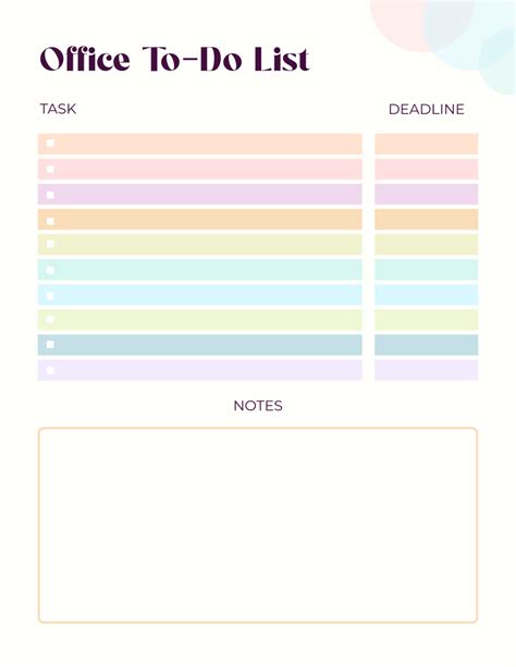 Office To Do List Template