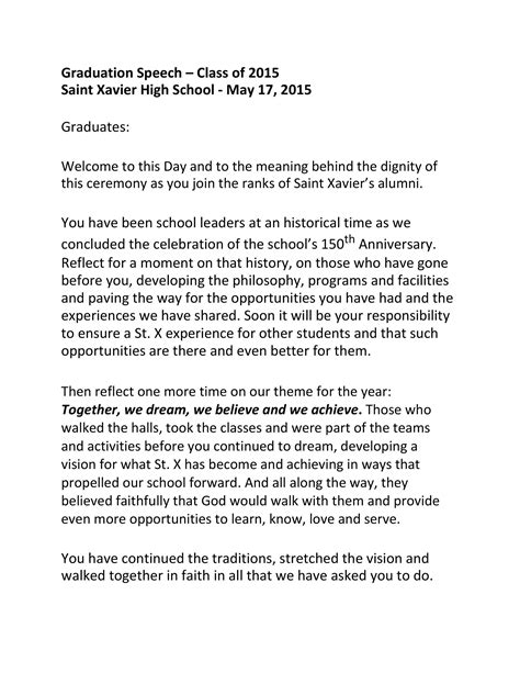opening graduation speech example