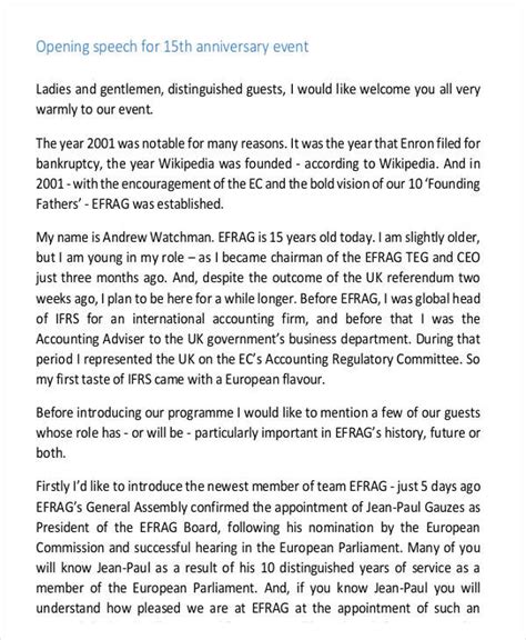 opening speech template