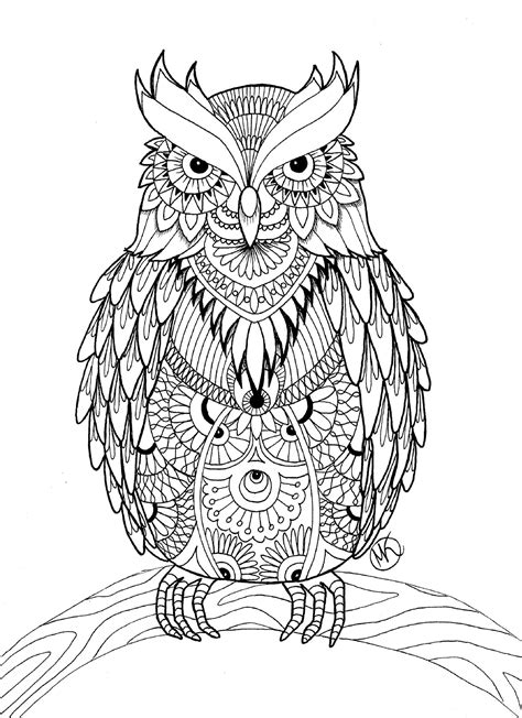 owl colouring pages for adults