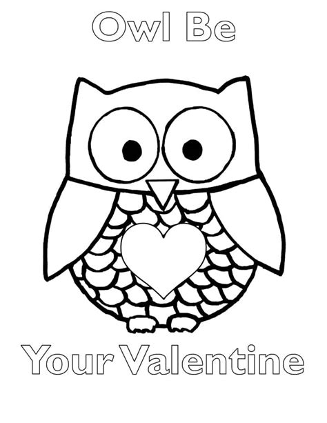 owl valentine coloring pages