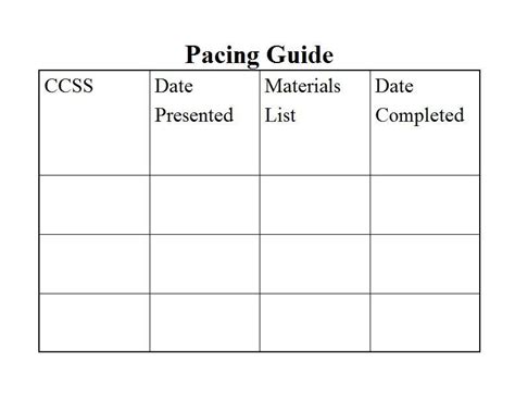 Pacing Calendar Template