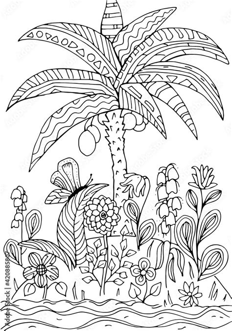palm tree coloring pages for adults