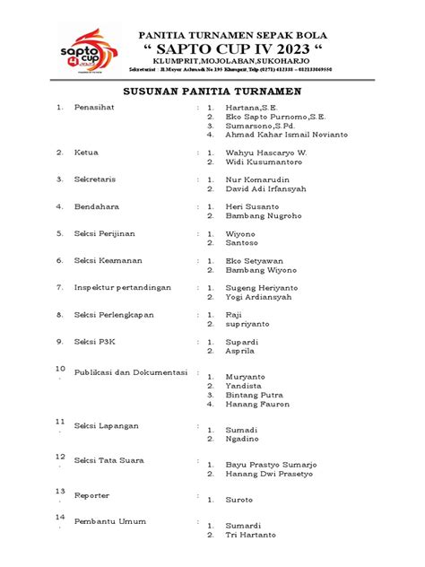panitia turnamen sepak bola