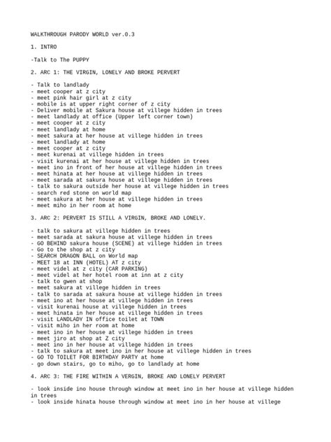 Parody World Walkthrough