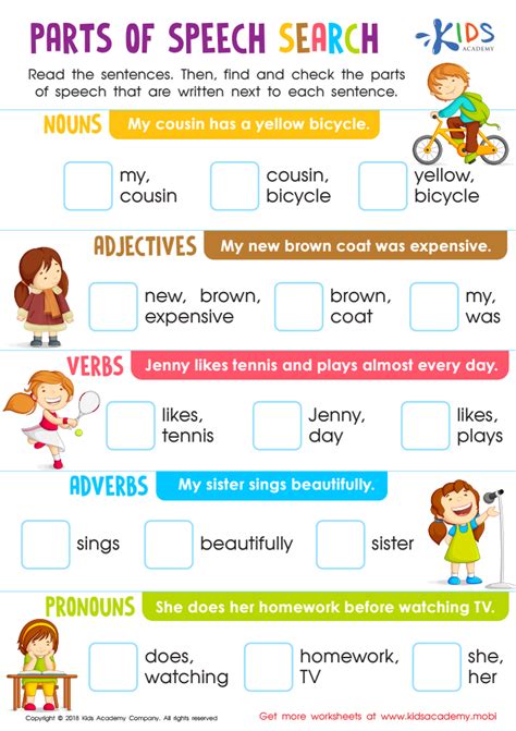 parts of speech worksheets grade 3 pdf