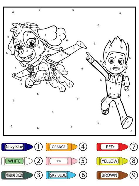 paw patrol color by number