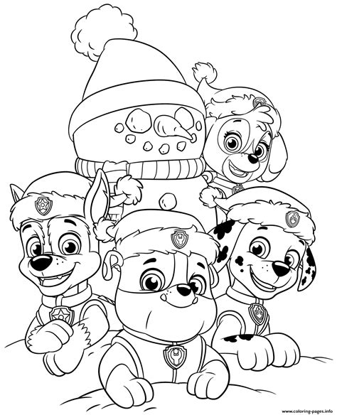 paw patrol coloring pages christmas