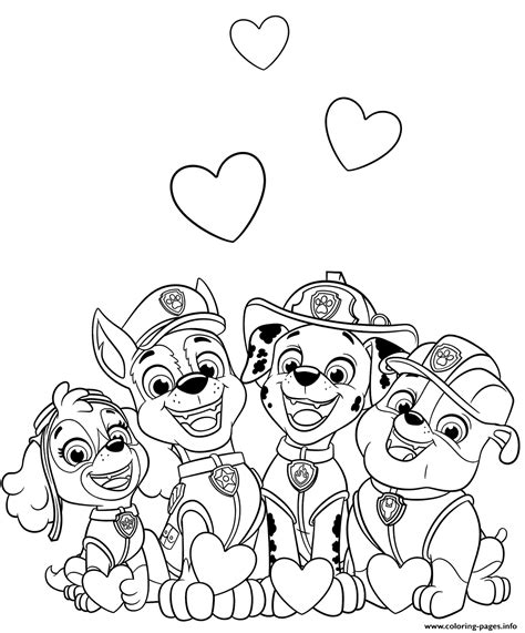 paw patrol valentines day coloring pages