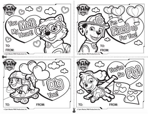 paw patrol valentines day coloring pages