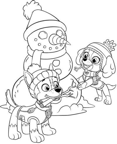 paw patrol winter coloring pages