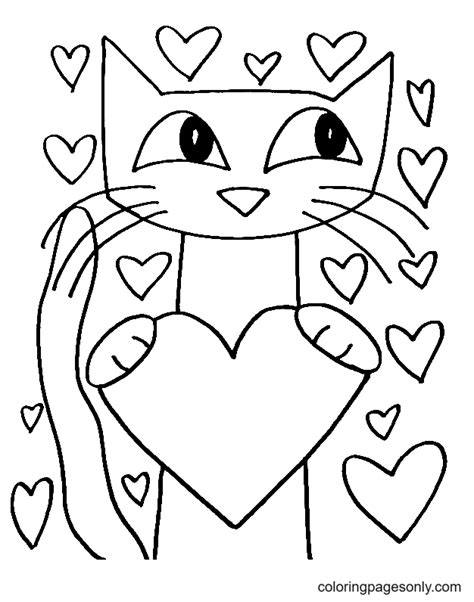 pete the cat valentine's day coloring page