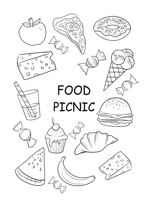 picnic food coloring pages